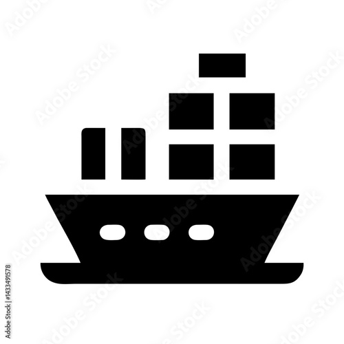 Cargo Ship with Containers Icon Design