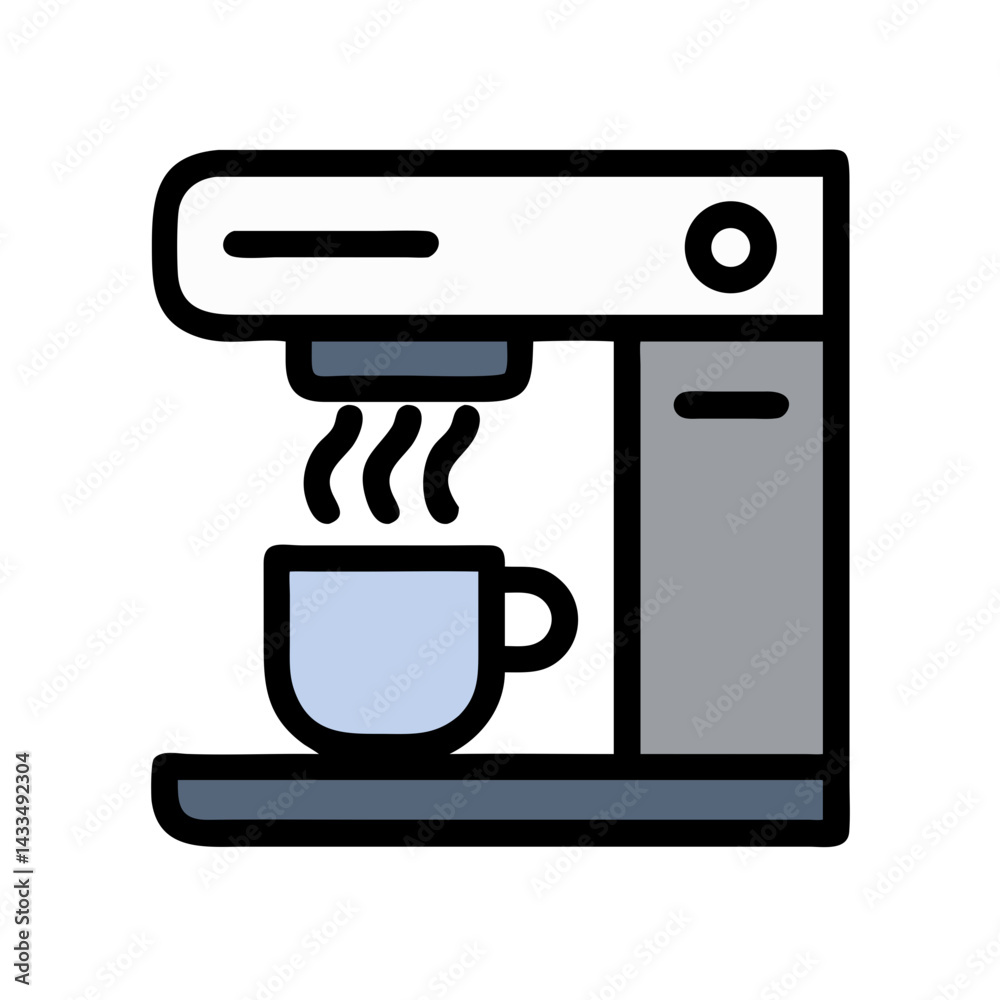 Coffee Machine with Steam Icon Design Coffee Machine with Steam Icon Design