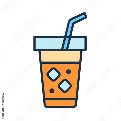 Cold Beverage with Straw Icon Design