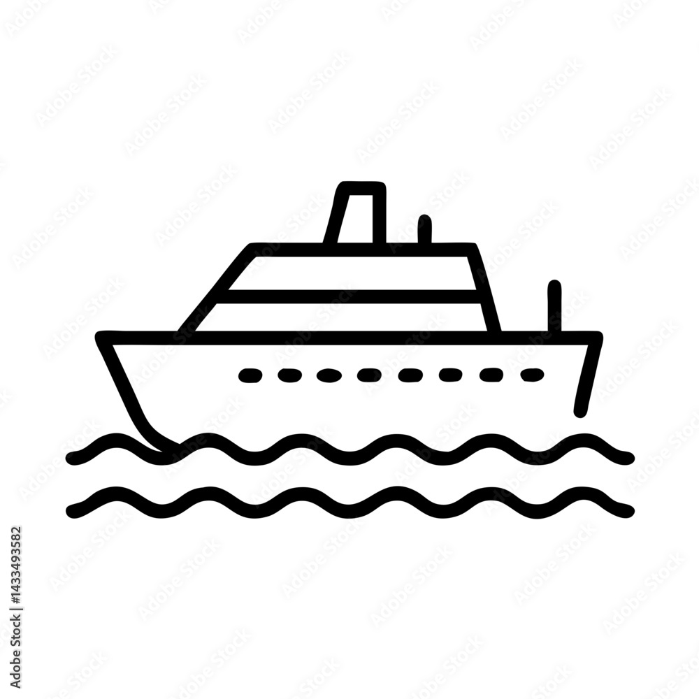 Cruise Ship on Water Icon Design Cruise Ship on Water Icon Design