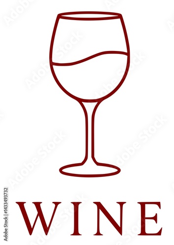 Elegant minimal line art of a wine glass with red wine. Great for wine-themed graphics, hospitality, or fine dining content.