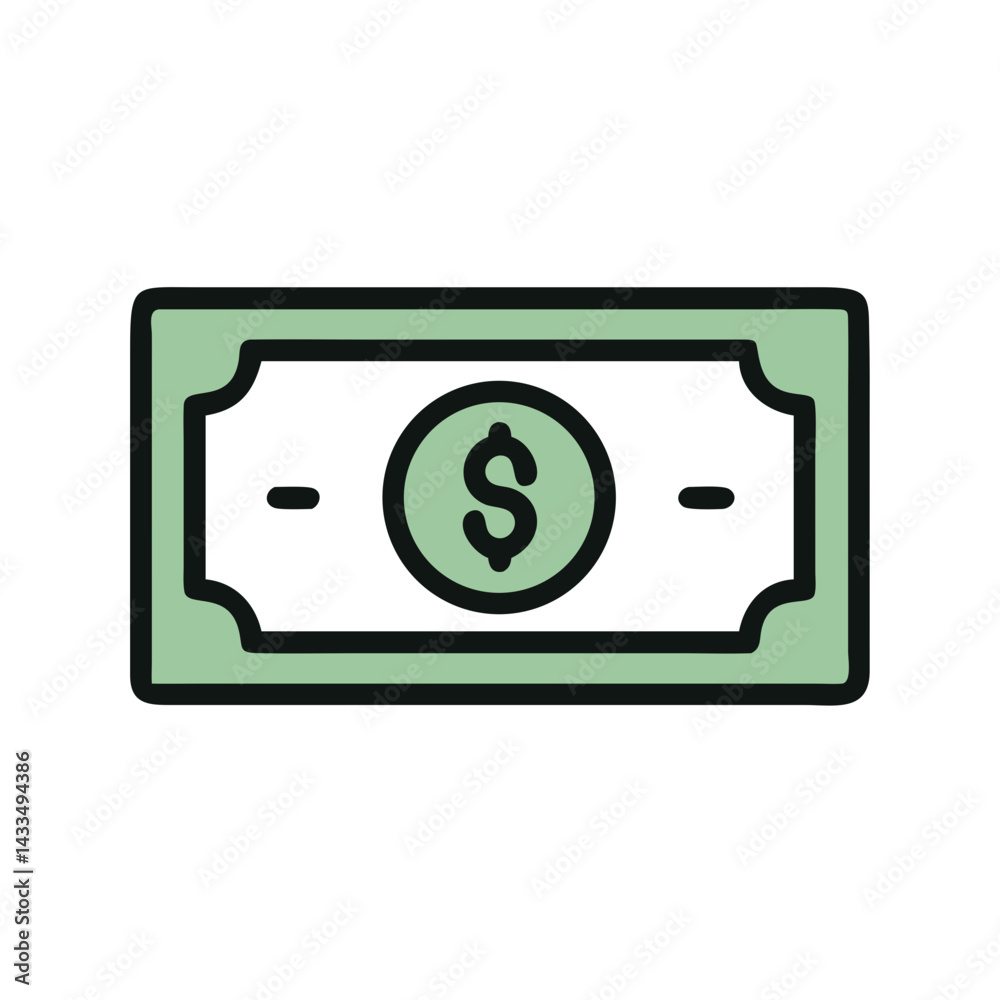 Dollar Bill with One Mark Icon Design Dollar Bill with One Mark Icon Design
