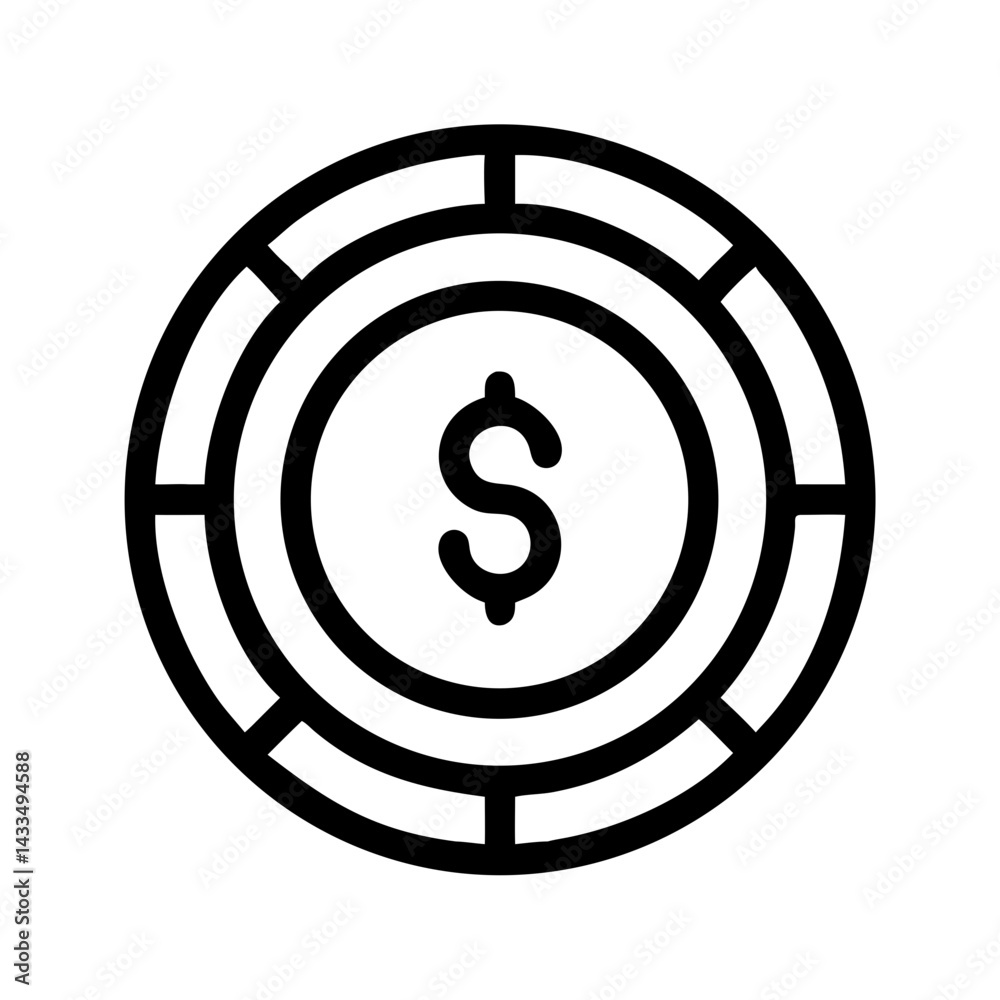 Dollar Coin in Circle Icon Design