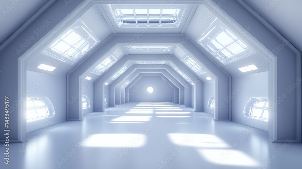 Obraz premium Empty Futuristic Corridor Space