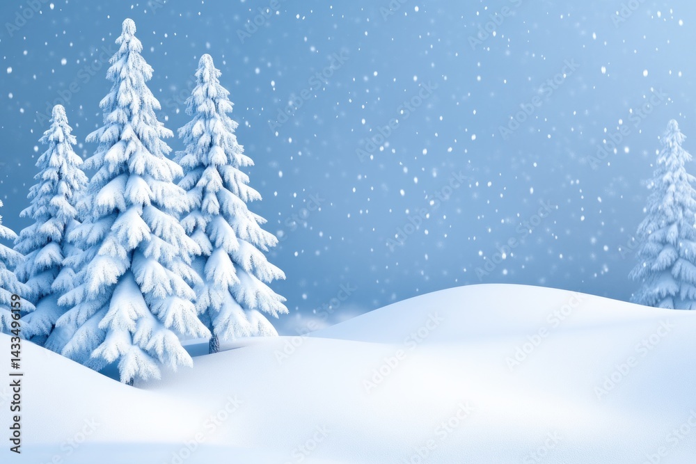Obraz premium Snow covered pine trees in a winter landscape