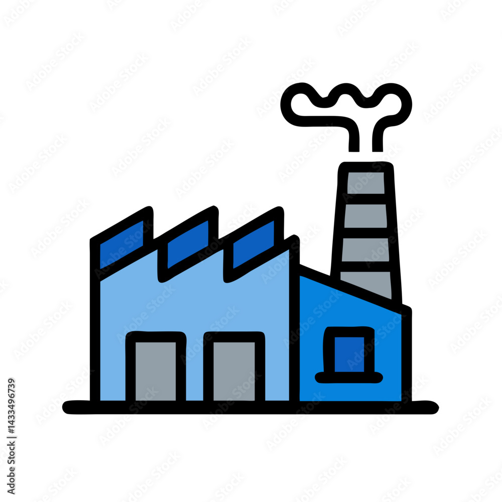 Obraz premium Factory with Chimney Icon Design