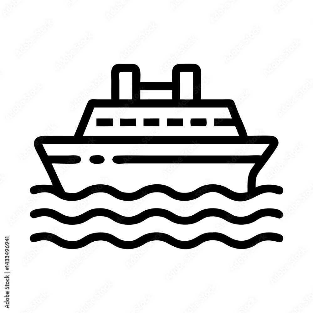 Fototapeta premium Ferry Boat on Water Icon Design