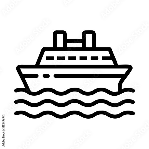 Ferry Boat on Water Icon Design