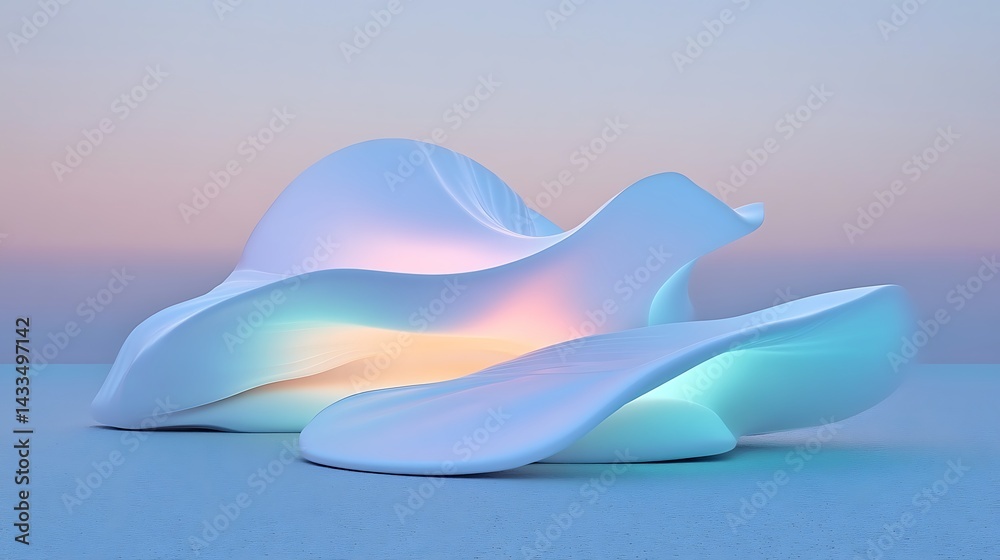 Abstract White Sculptures with Soft Light. Abstract White Sculptures with Soft Light.