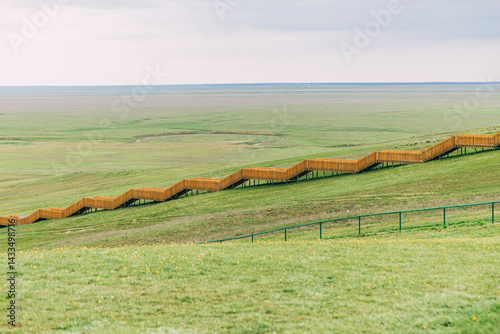 stairs to the spring in Elista among the fields.