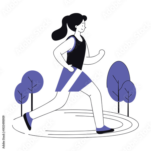 Happy woman jogging in a park.