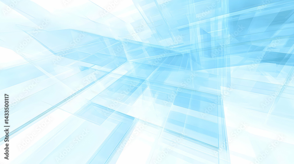 Obraz premium Abstract blue glass architecture, futuristic city background, digital art, website design