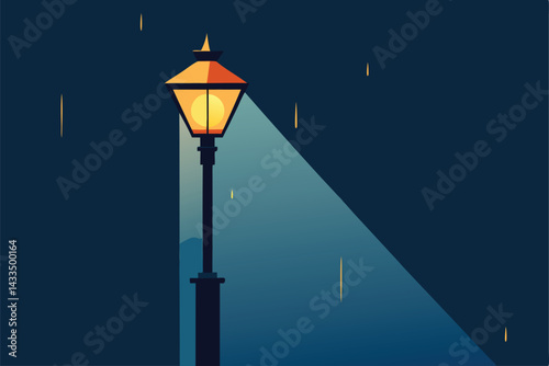 streetlamp glowing through thick rainfall .eps
