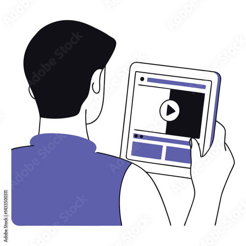 Man Watching Online Video on Tablet