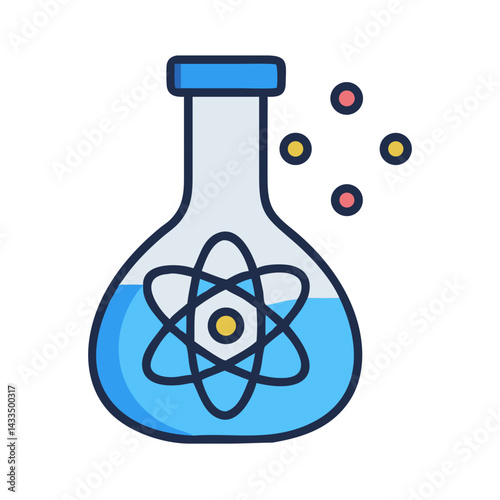 Laboratory Flask with Atom Icon Design