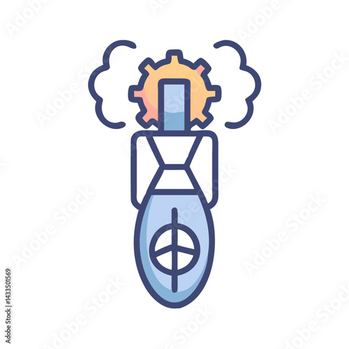 Nuclear Bomb with Fuse Icon Design