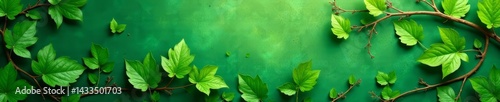 Intricate leaf and vine patterns in shades of green on a textured background, organic, illustration, natural