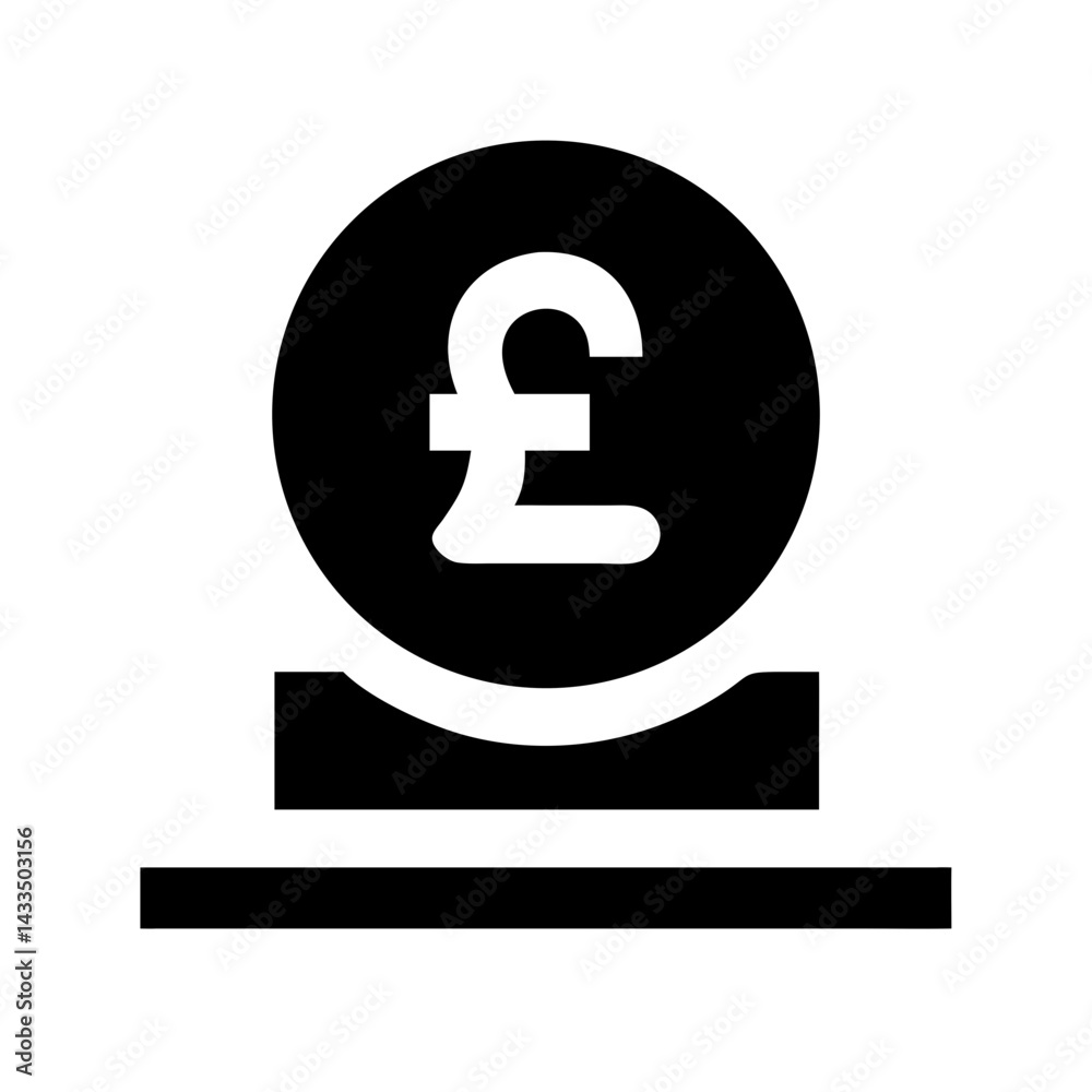Pound Coin on Flat Surface Icon Design Pound Coin on Flat Surface Icon Design