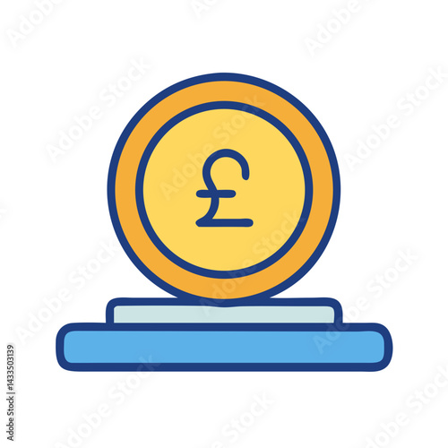 Pound Coin on Flat Surface Icon Design