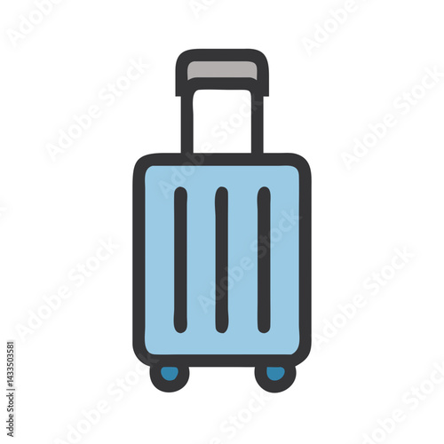 Rolling Suitcase with Handle Icon Design