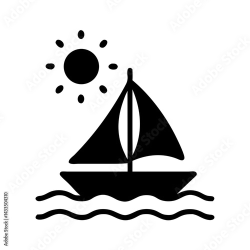 Sailboat with Sun Above Icon Design