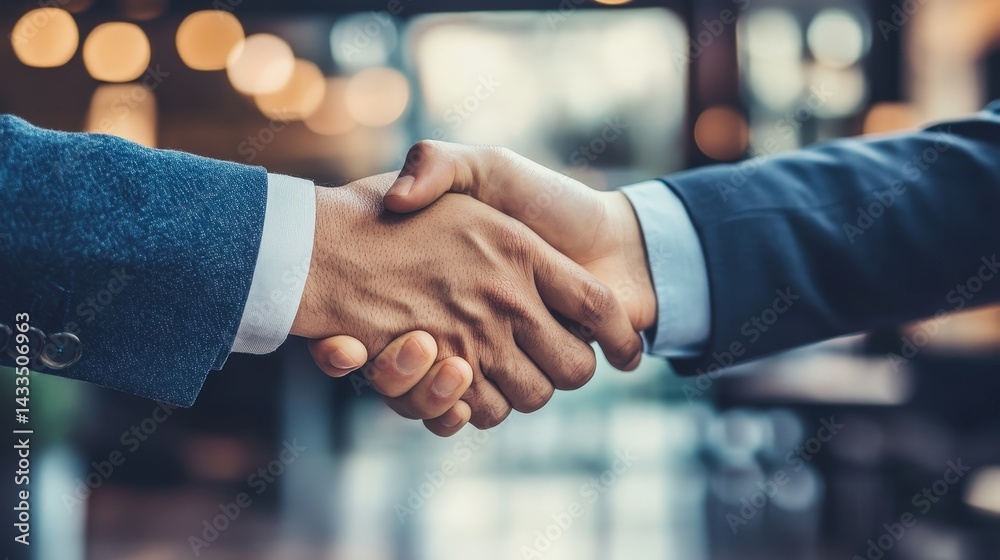 A handshake between a developer and an investor, closing a high-value real estate deal A handshake between a developer and an investor, closing a high-value real estate deal