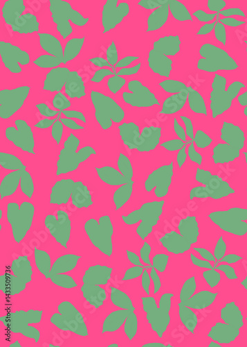 Abstract Hand Drawing Two Colors Flowers and Leaves Seamless Vector Pattern Isolated Background Seamless vector floral pattern in Hawaiian style with big flowers. Silhouette flower pattern for textile