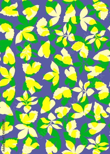 Abstract Hand Drawing Two Colors Flowers and Leaves Seamless Vector Pattern Isolated Background Seamless vector floral pattern in Hawaiian style with big flowers. Silhouette flower pattern for textile
