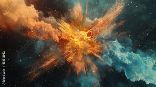 Abstract Explosion of Vibrant Powder