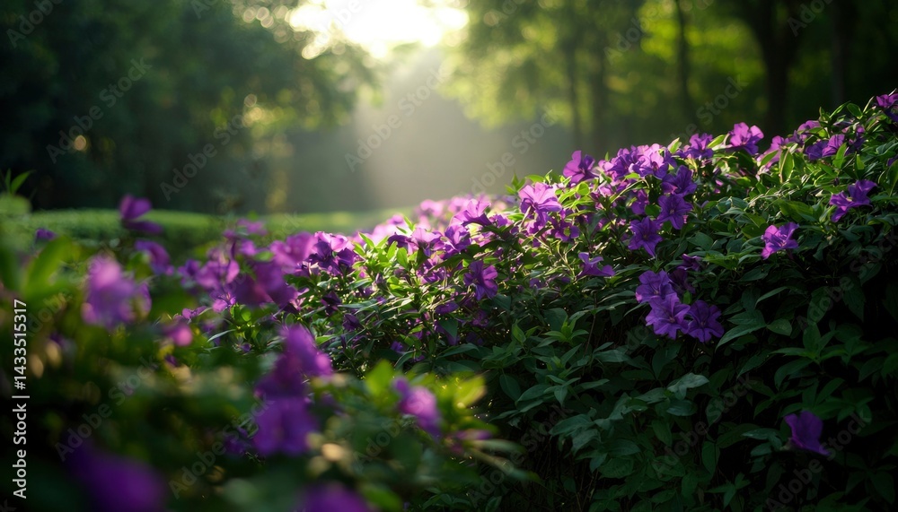 Obraz premium Lush purple flowers in sunlit park