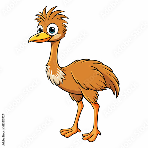 vector illustration of cartoon ostrich