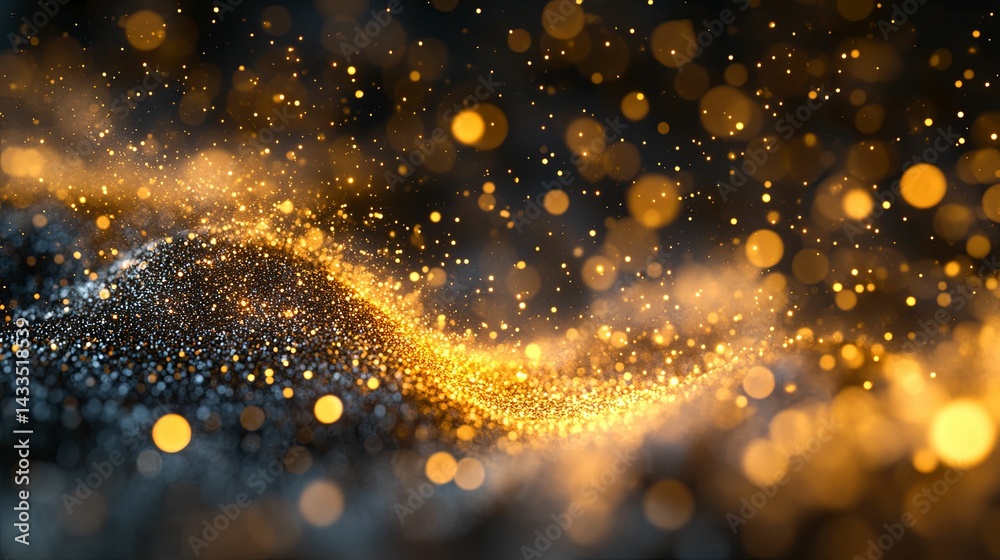 Obraz premium Abstract digital artistic design with shimmering golden particles.