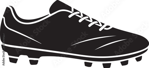 Black Soccer Cleats Icon Isolated on White Background