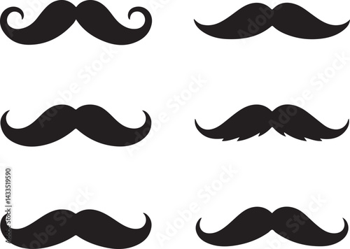 Collection of Six Different Mustache Silhouettes