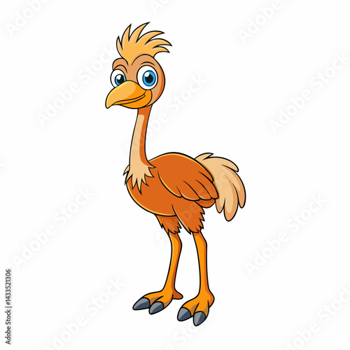 ostrich cartoon isolated on white