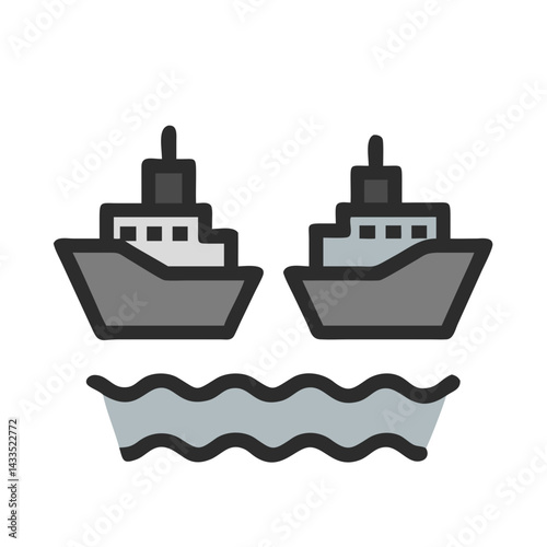 Two Ships Sailing Side Icon Design