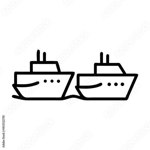 Two Ships Sailing Side Icon Design