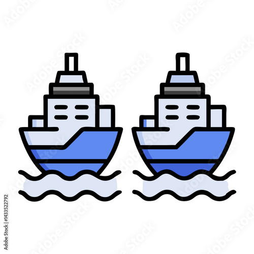Two Ships Sailing Side Icon Design