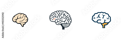 Three Styles of Brain Icons