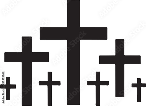Multiple Black Crosses of Varying Sizes Icon