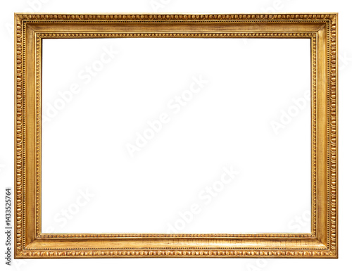 Antique gilded antique picture frame with transparent background, png image