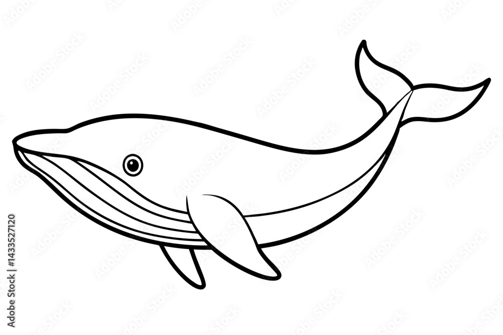Obraz premium Simple Whale Sketch Vector