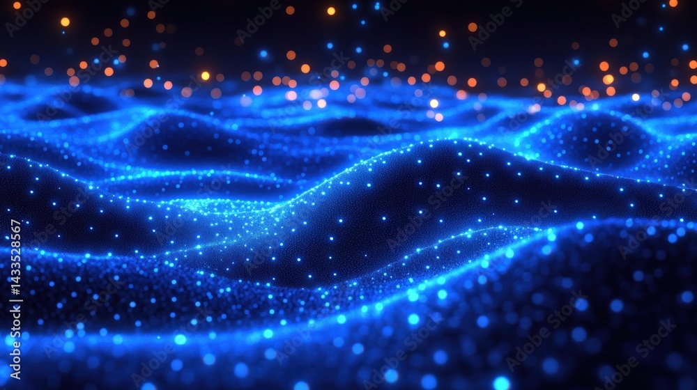 Fototapeta premium Abstract Digital Waveform of Light Particles