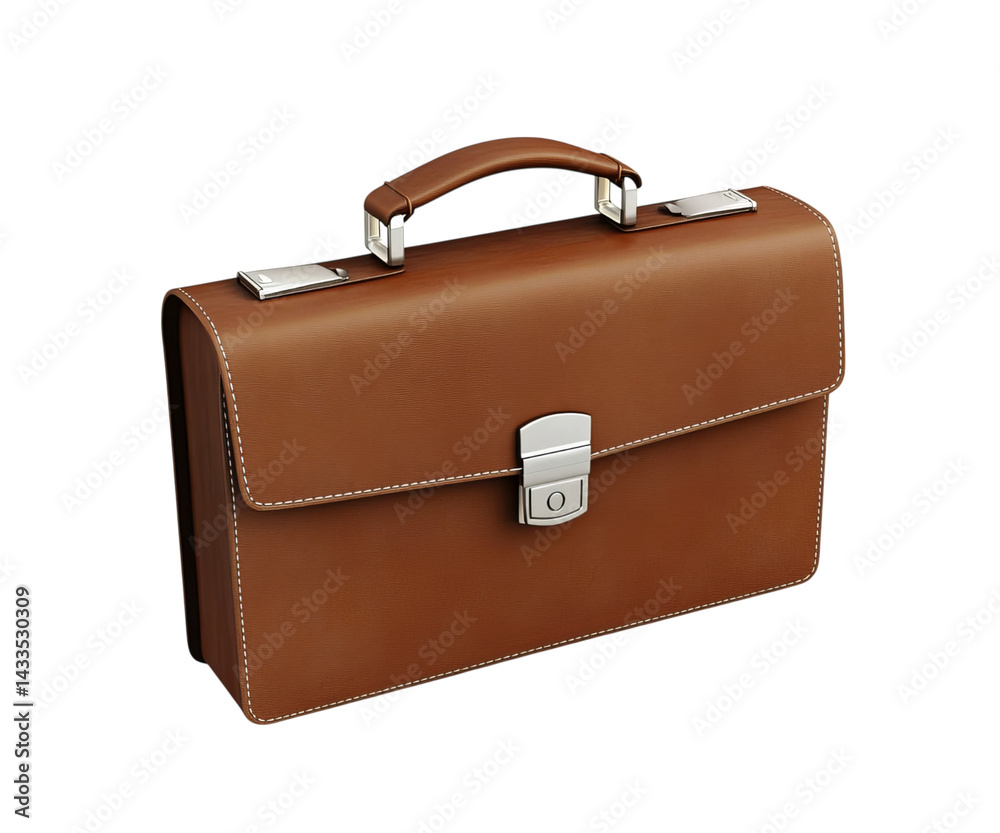 3D realistic brown business briefcase on Png Format and Transparent Background 3D realistic brown business briefcase on Png Format and Transparent Background