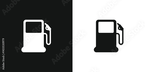 Gas icon. vehicle fuel oil pump icon in line shape, fuel pump simple icon, fuel pump nozzle symbol vector illustration on black and white background.