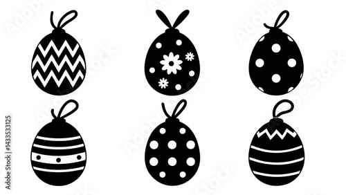 set of egg silhouette vector on tranparent background