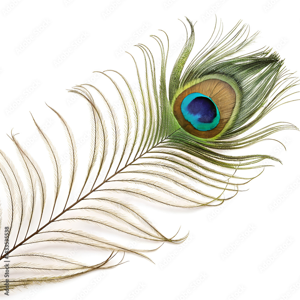 Obraz premium peacock feather on white background