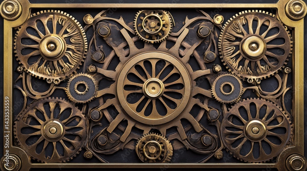 Steampunk Gears Rotating in Synchronized Motion Steampunk Gears Rotating in Synchronized Motion