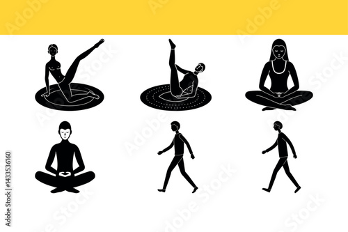 Mindful Movement and Wellness Icon Set