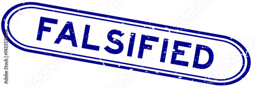 Grunge blue falsified word rubber seal stamp on white background